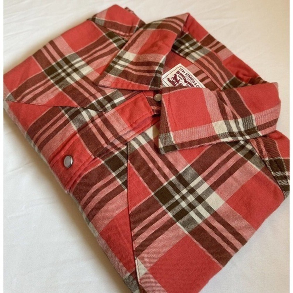 Levi Strauss &‎ Co. LS Western Plaid Pearlsnap Buttonfront Shirt Size S